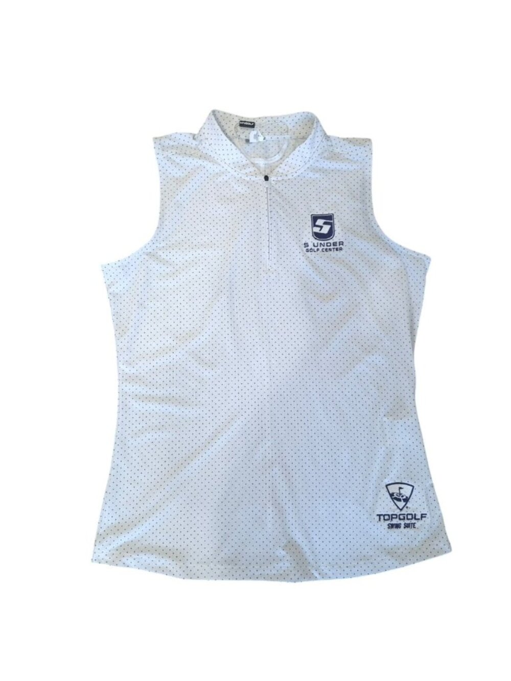 Under Armour Golf Polo Women's Sleeveless HeatGear White Dotted Large Fitted